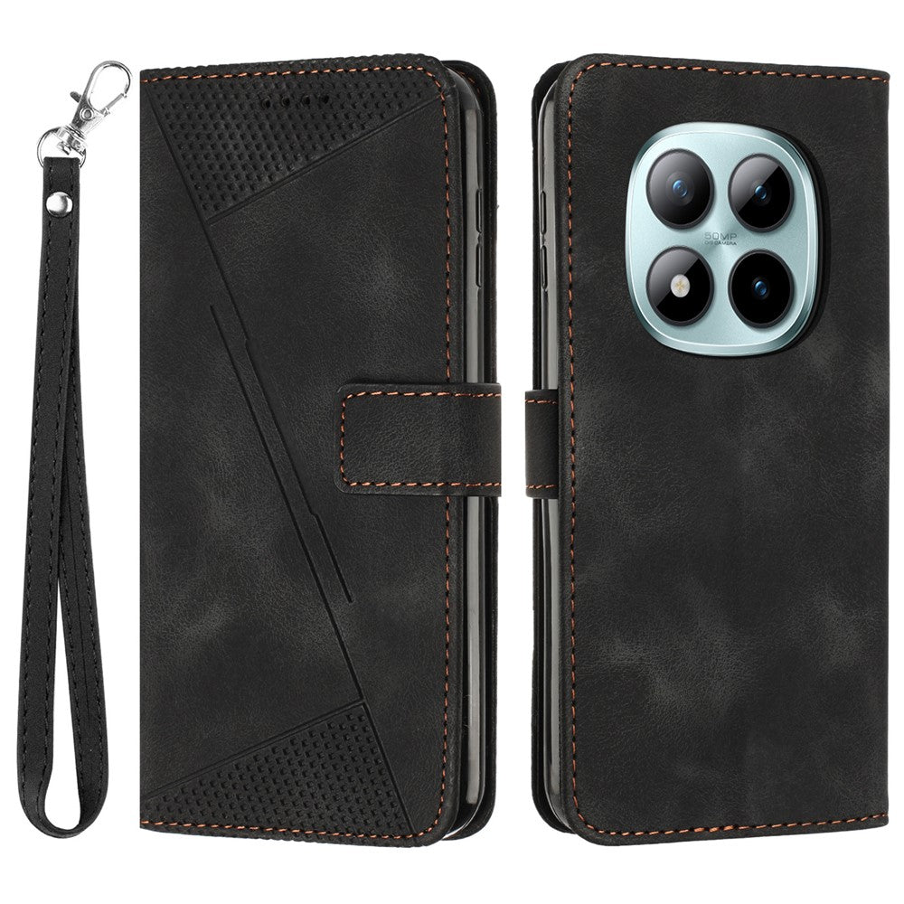 For Xiaomi Redmi Note 15 Pro 4G (Global) Leather Case Imprinted Triangle Phone Cover with Hand Strap