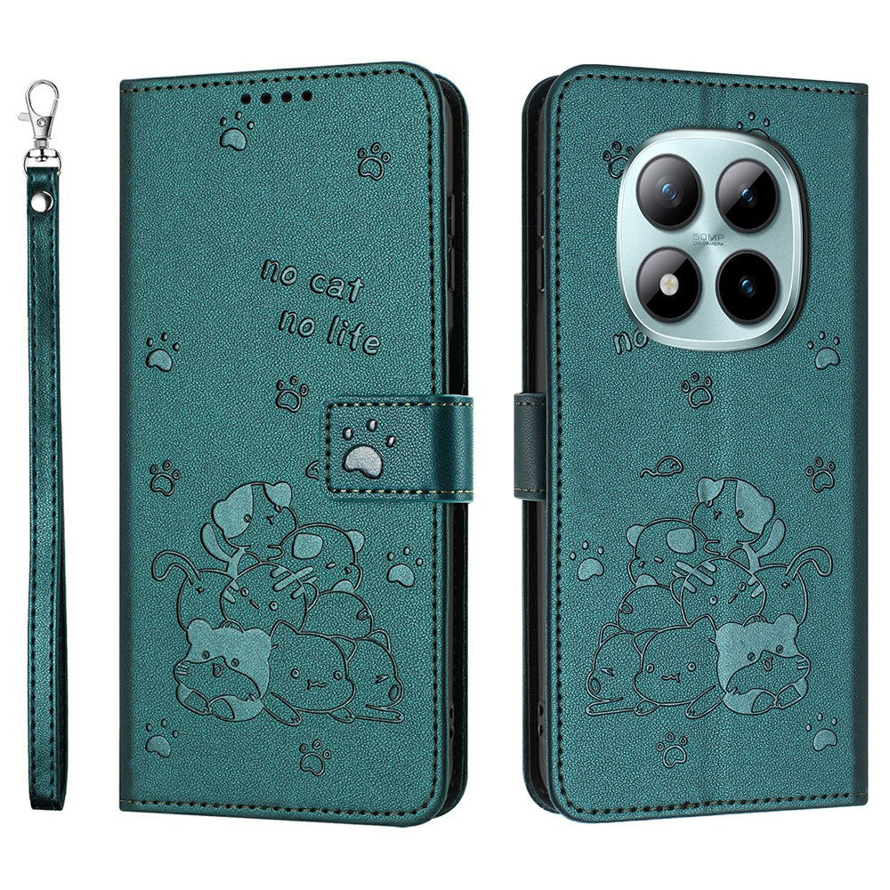For Xiaomi Redmi Note 15 Pro 4G (Global) Wallet Case Cats Imprint Leather Phone Cover with Strap