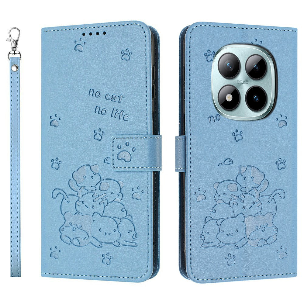 For Xiaomi Redmi Note 15 Pro 4G (Global) Wallet Case Cats Imprint Leather Phone Cover with Strap