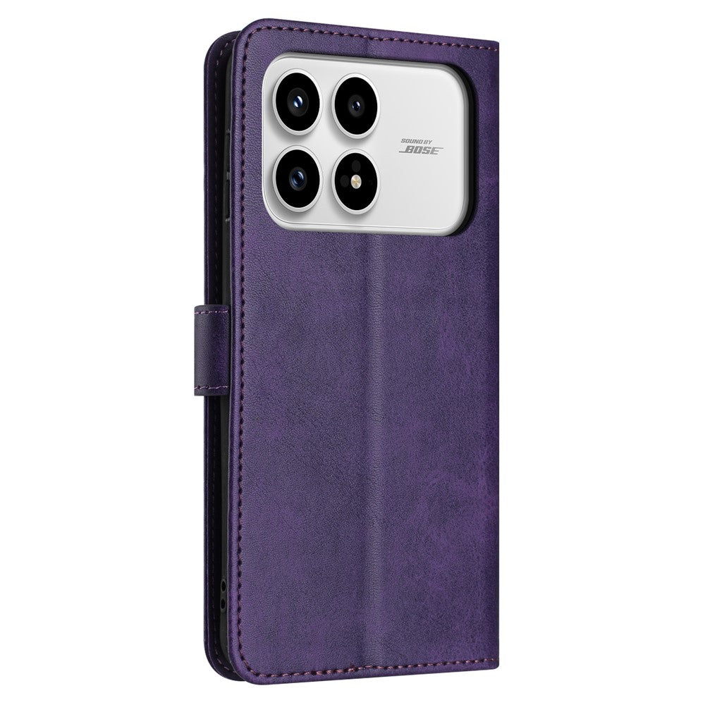 Xiaomi Poco F8 Pro 5G / Redmi K90 5G / Redmi K100 Pro 5G (Kina) Plånboksfodral Flip Stand Kalvstruktur PU-läder mobilskal med rem