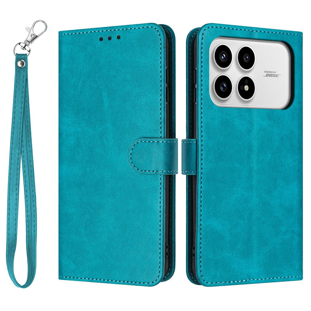 Xiaomi Poco F8 Pro 5G / Redmi K90 5G / Redmi K100 Pro 5G (Kina) Plånboksfodral Flip Stand Kalvstruktur PU-läder mobilskal med rem