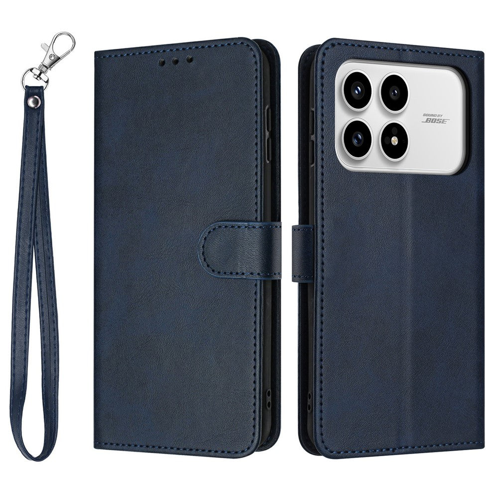 Xiaomi Poco F8 Pro 5G / Redmi K90 5G / Redmi K100 Pro 5G (Kina) Plånboksfodral Flip Stand Kalvstruktur PU-läder mobilskal med rem