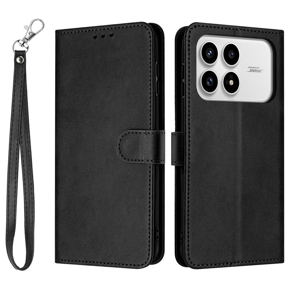 Xiaomi Poco F8 Pro 5G / Redmi K90 5G / Redmi K100 Pro 5G (Kina) Plånboksfodral Flip Stand Kalvstruktur PU-läder mobilskal med rem