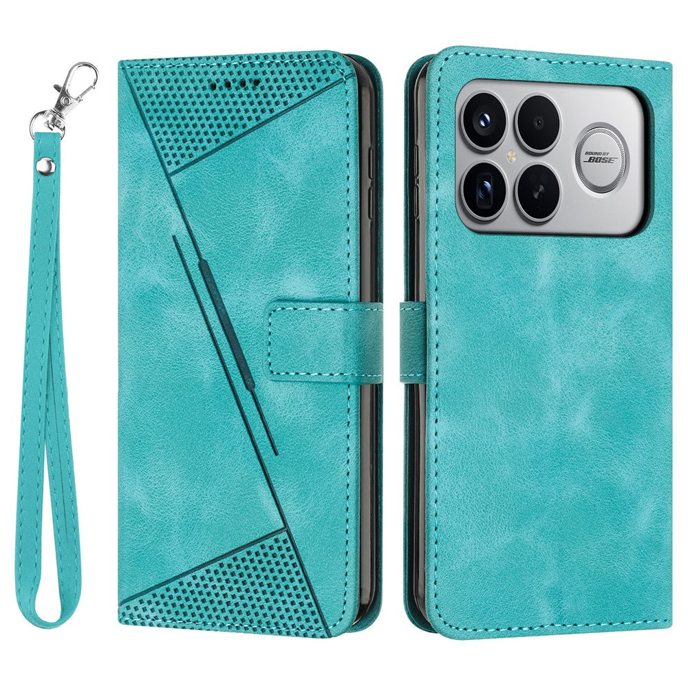 Leather Case For Xiaomi Poco F8 Ultra / Redmi K90 Pro Max 5G / K100 Pro Max 5G Imprinted Triangle Phone Cover with Hand Strap