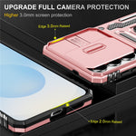 For Samsung Galaxy S26+ Case Kickstand Slide Lens Lid PC + TPU Drop-Proof Phone Cover