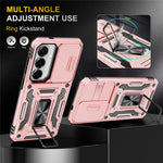 For Samsung Galaxy S26+ Case Kickstand Slide Lens Lid PC + TPU Drop-Proof Phone Cover