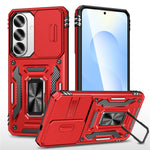 For Samsung Galaxy S26+ Case Kickstand Slide Lens Lid PC + TPU Drop-Proof Phone Cover