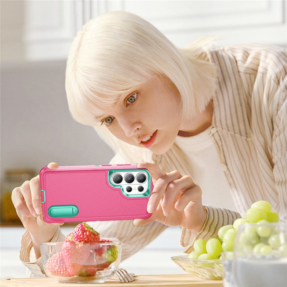 For Samsung Galaxy S26 Ultra Case PC + Silicone + EVA Anti-Drop Kickstand Phone Cover