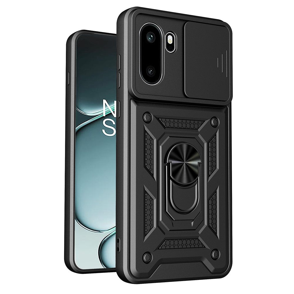 For OnePlus 15R 5G Case with Slide Camera Lid PC + TPU Kickstand Phone Cover