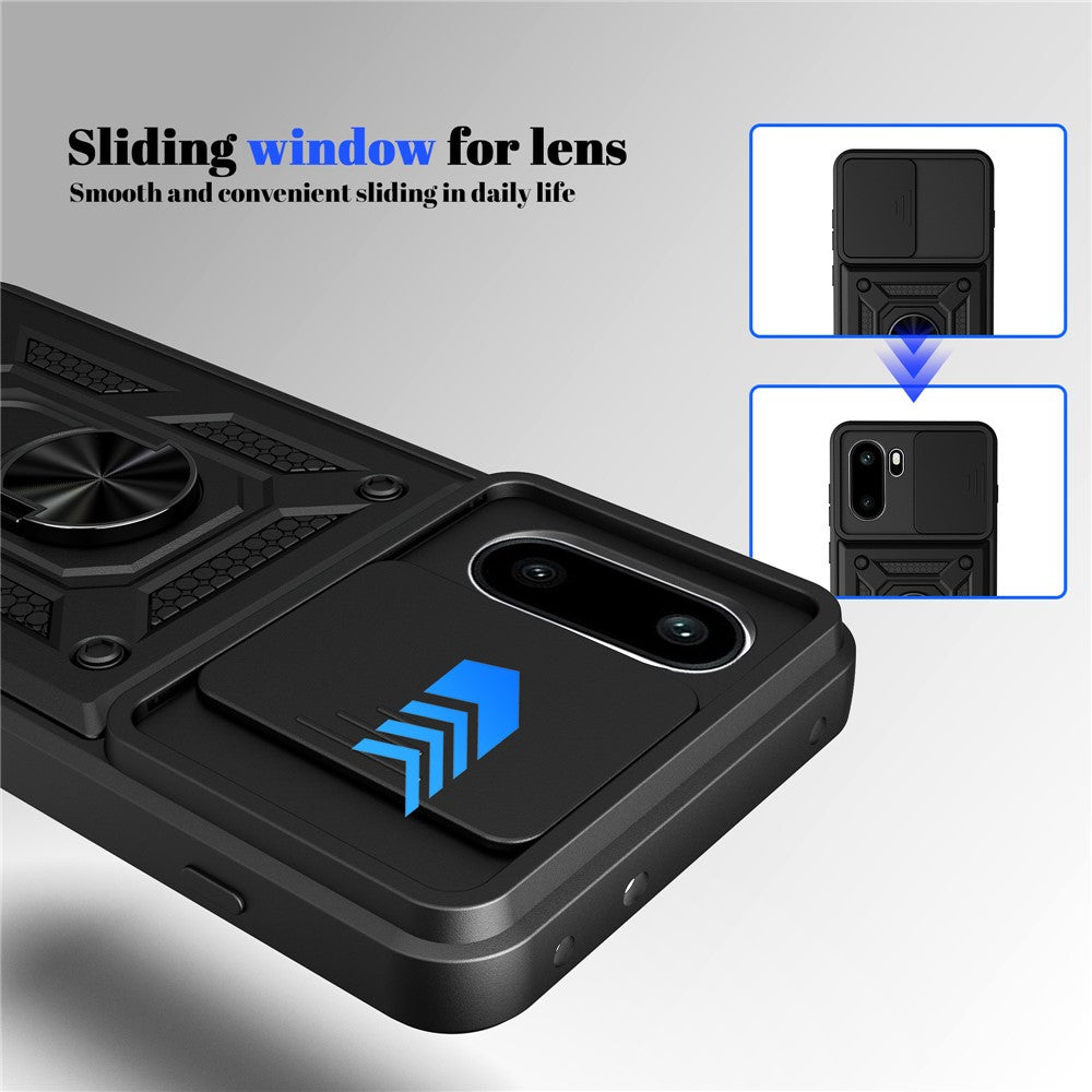 For OnePlus 15R 5G Case with Slide Camera Lid PC + TPU Kickstand Phone Cover