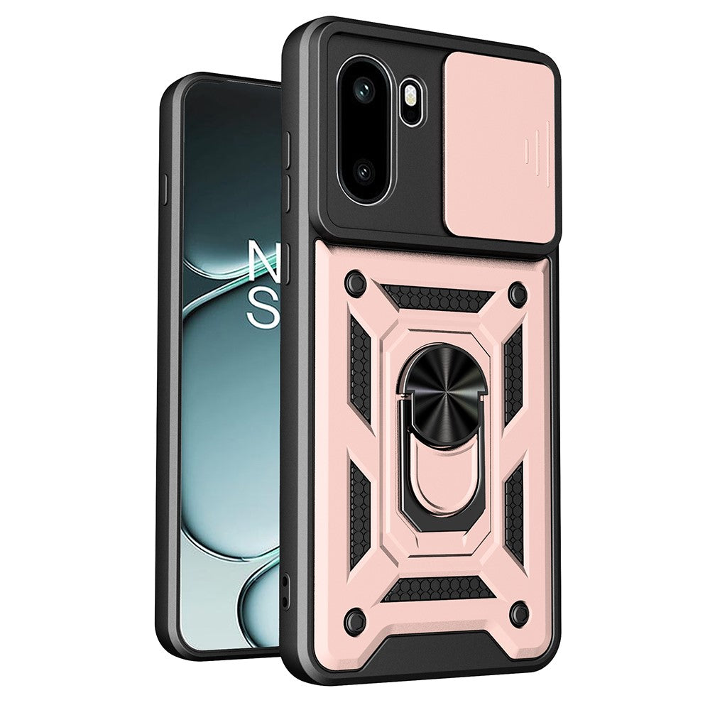 For OnePlus 15R 5G Case with Slide Camera Lid PC + TPU Kickstand Phone Cover