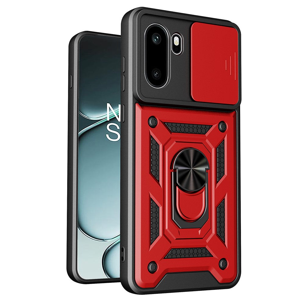 For OnePlus 15R 5G Case with Slide Camera Lid PC + TPU Kickstand Phone Cover