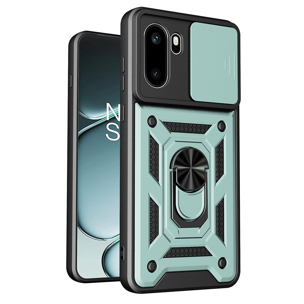 For OnePlus 15R 5G Case with Slide Camera Lid PC + TPU Kickstand Phone Cover