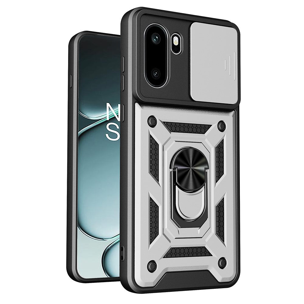 For OnePlus 15R 5G Case with Slide Camera Lid PC + TPU Kickstand Phone Cover