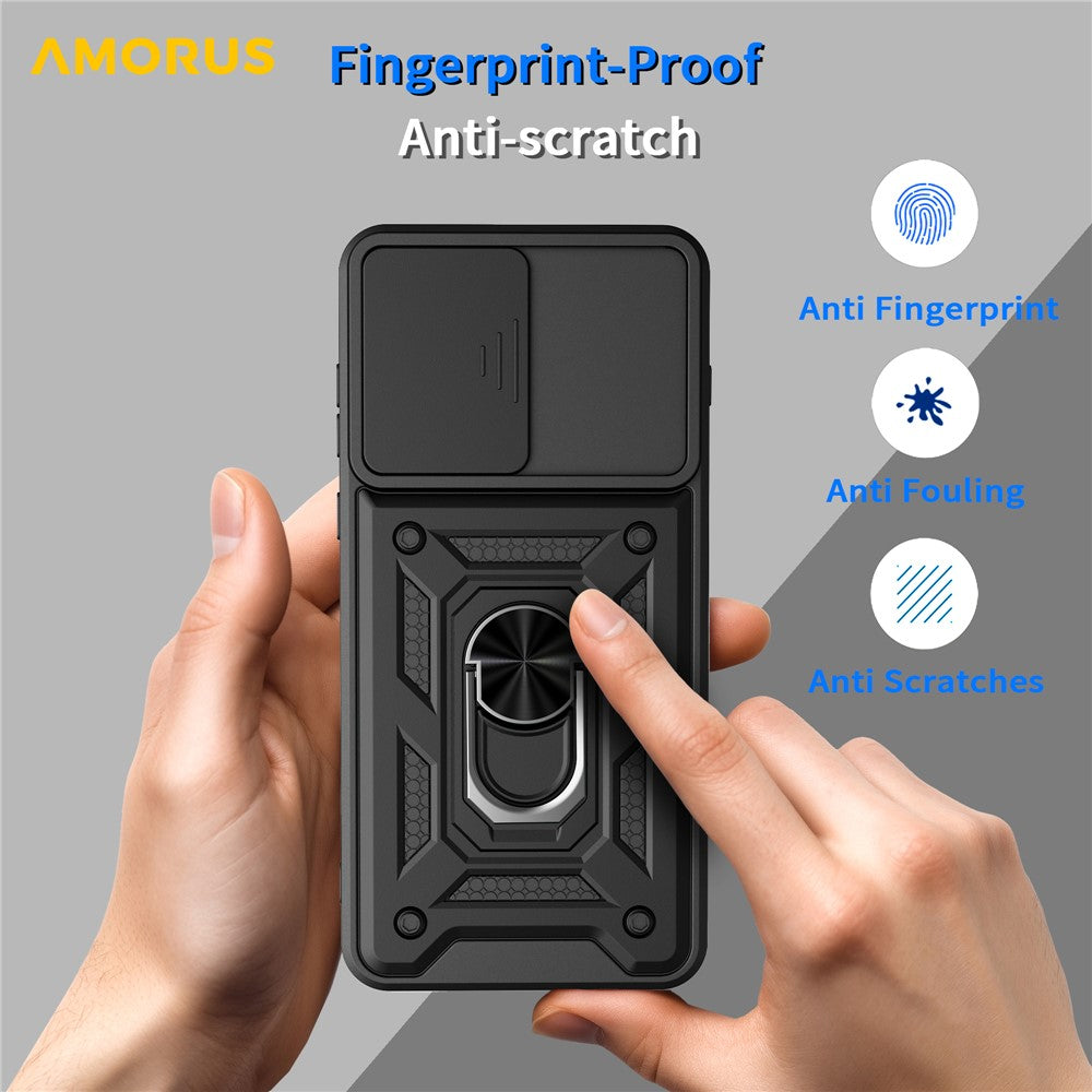 AMORUS För OnePlus 15R 5G Skal Stativ PC + TPU mobilskal med Kameralinsreglage