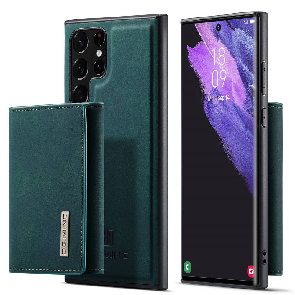 DG.MING M1-serien pungcover til Samsung Galaxy S23 Ultra, faldsikkert mobilcover i PU-læder, stødsikkert cover med støtte