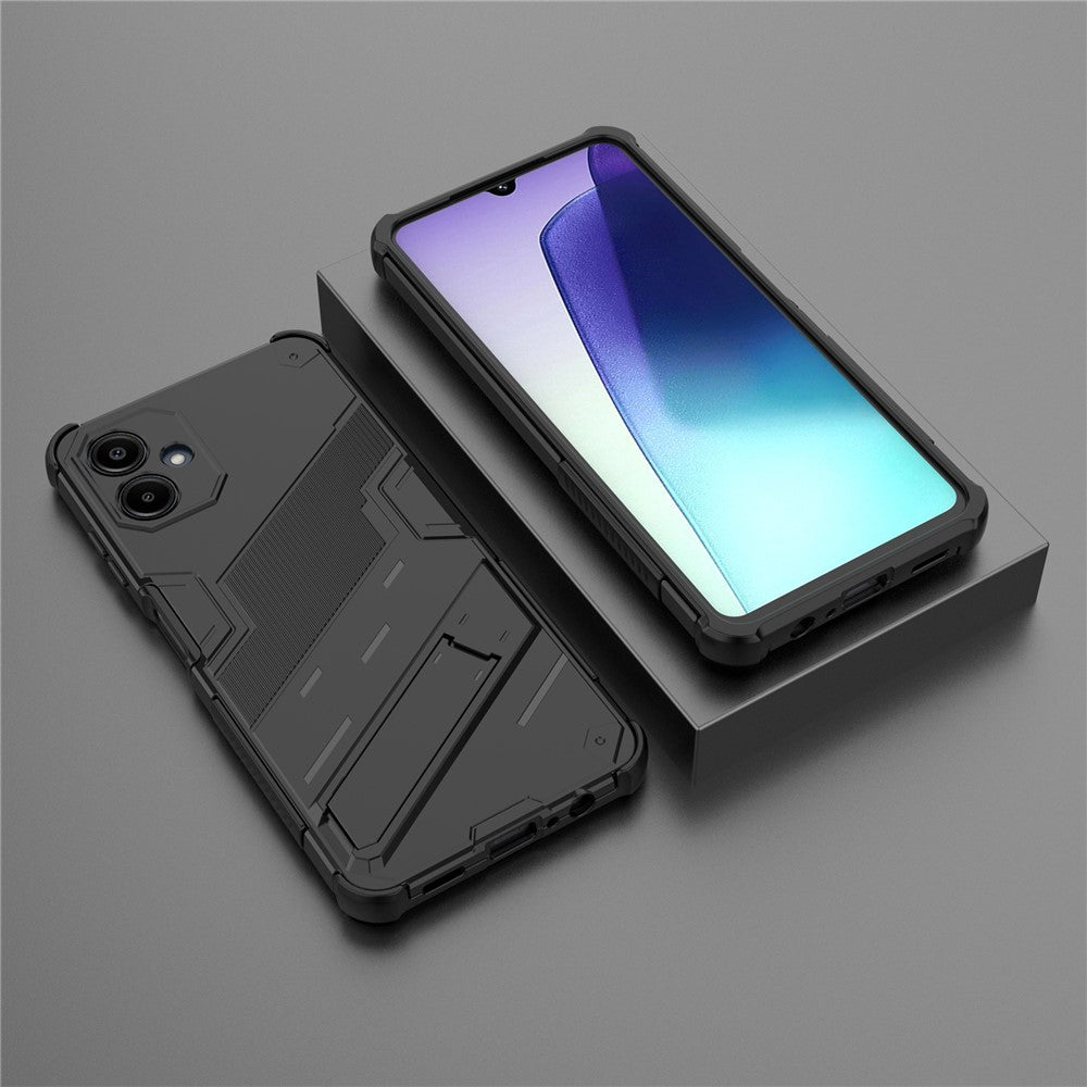 Til Samsung Galaxy A06 4G cover PC + TPU stødsikkert telefoncover med støttefod
