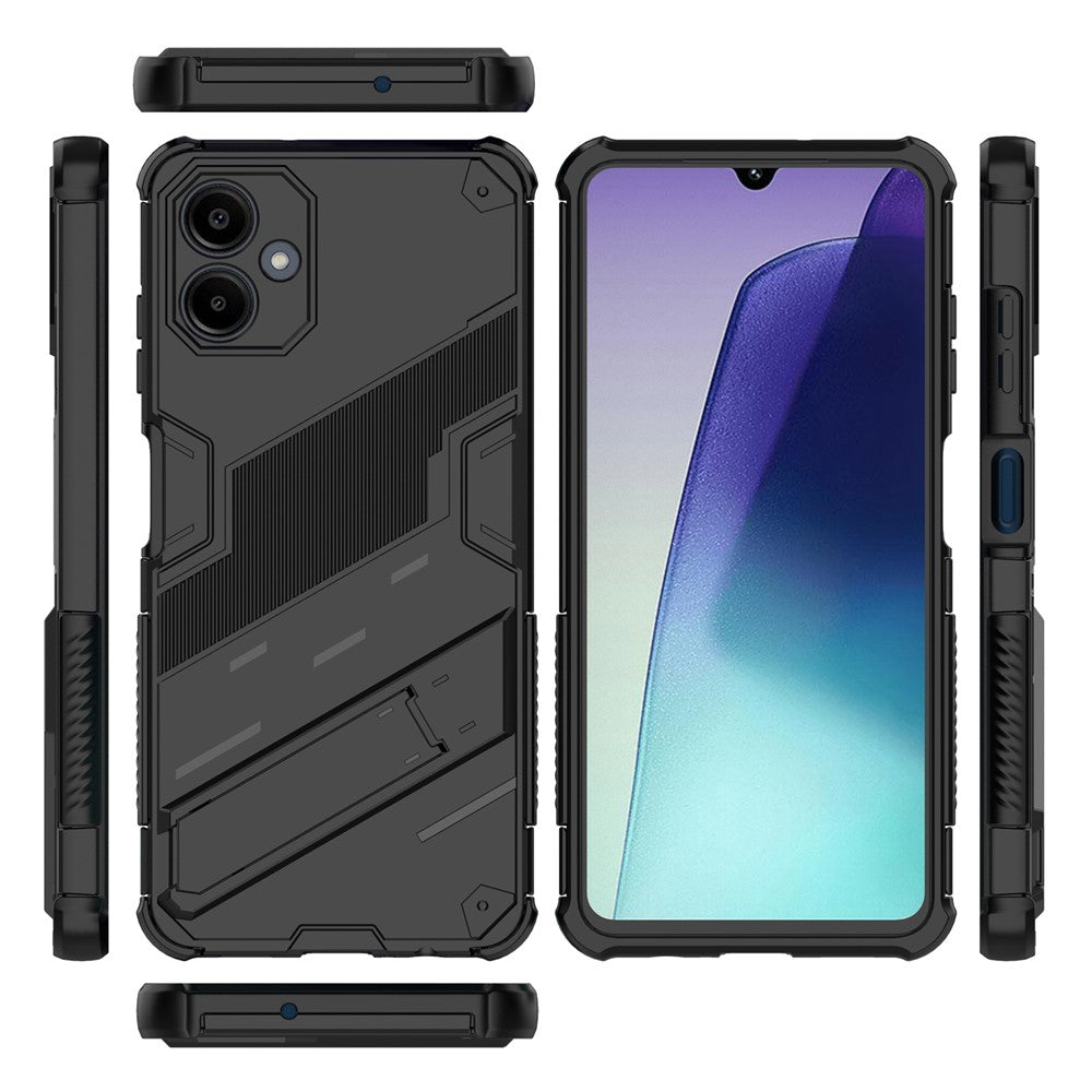 Til Samsung Galaxy A06 4G cover PC + TPU stødsikkert telefoncover med støttefod