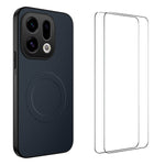 WANLONFENG Magnetiskt Skal För Oppo Find X9 5G TQ1-serien Kolfiberstruktur PC TPU mobilskal med 2 st. skärmfilmer