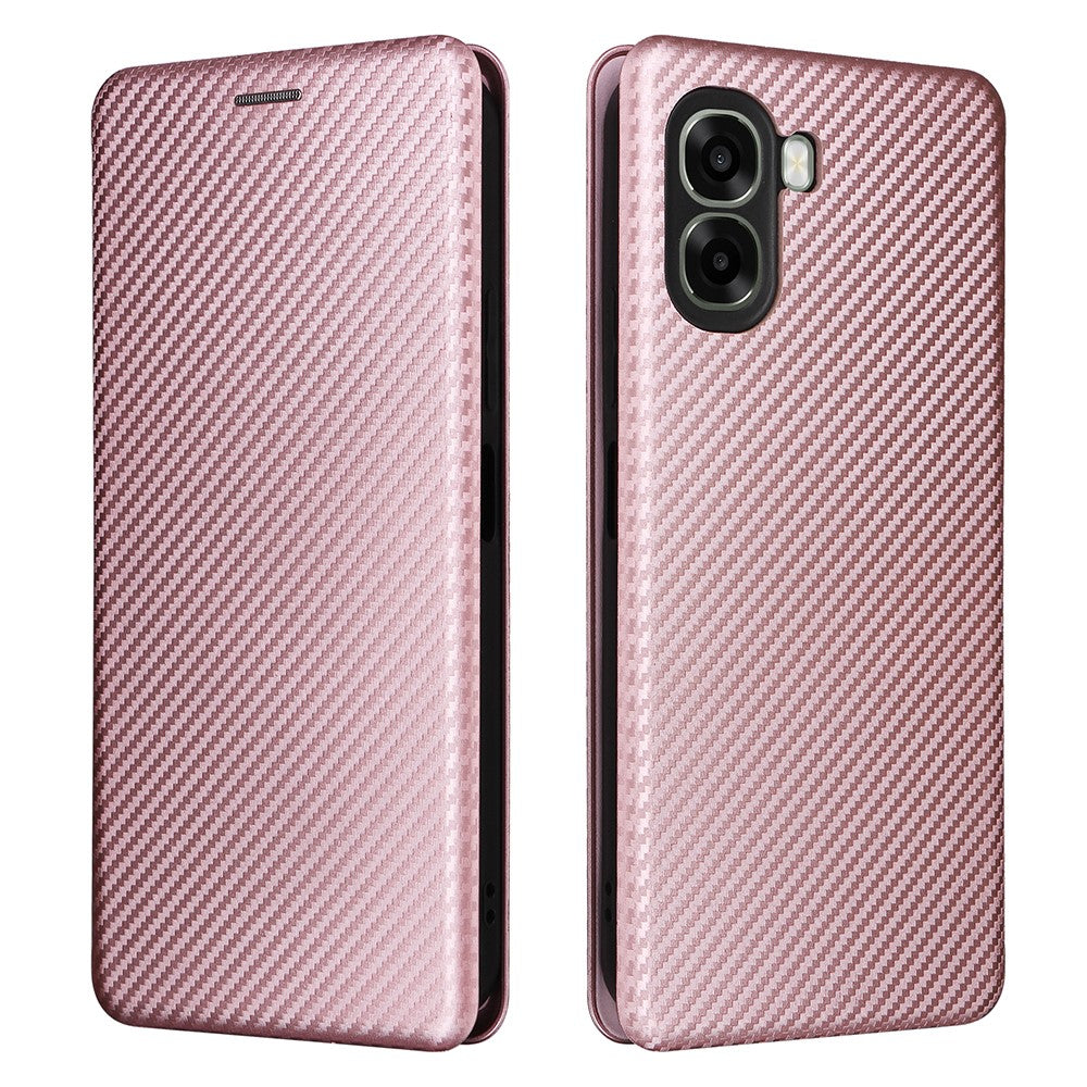 Phone Case For Oppo A6x 5G  /  A6x 4G Carbon Fiber Texture Drop-Proof PU Leather Phone Cover