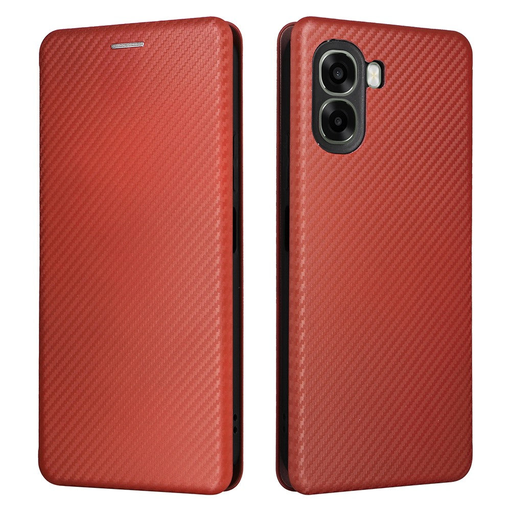 Phone Case For Oppo A6x 5G  /  A6x 4G Carbon Fiber Texture Drop-Proof PU Leather Phone Cover
