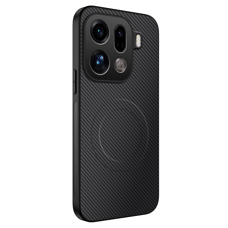WANLONFENG Magnetiskt Skal För Oppo Find X9 Pro 5G TQ-serien Kolfiberstruktur PC TPU mobilskal