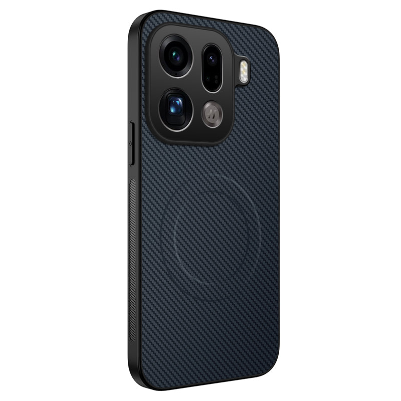 WANLONFENG Magnetiskt Skal För Oppo Find X9 Pro 5G TQ-serien Kolfiberstruktur PC TPU mobilskal