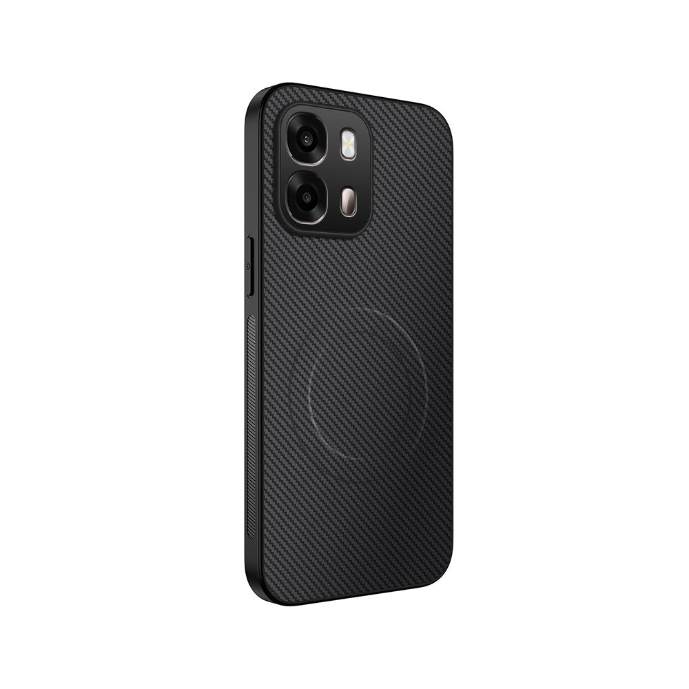WANLONFENG For Oppo A6x 4G / Oppo A6x 5G Magnetic Case  TQ Series Carbon Fiber Texture PC TPU Phone Cover