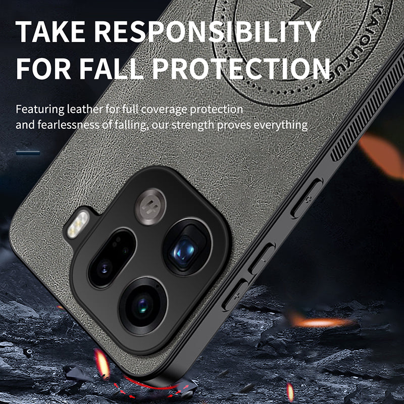 WANLONFENG Magnetiskt Skal För Oppo Find X9 Pro 5G SD1-serien Nappatextur PC TPU mobilskal