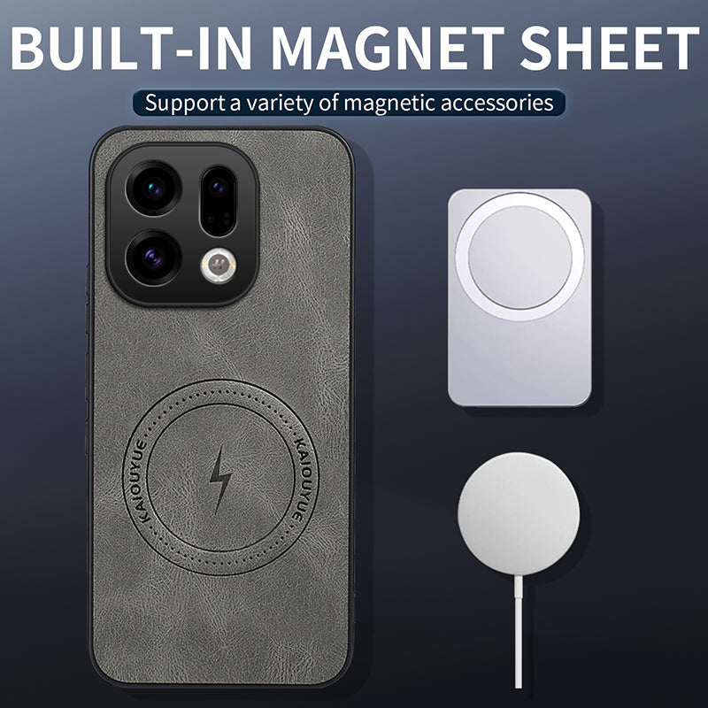 WANLONFENG For Oppo Find X9 5G Magnetic Case  SD1 Series Nappa Texture PC TPU Phone Cover