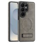 For Samsung Galaxy S26 Ultra Magnetic Case with Folded Kickstand PC Silicone Leather Phone Back Cover