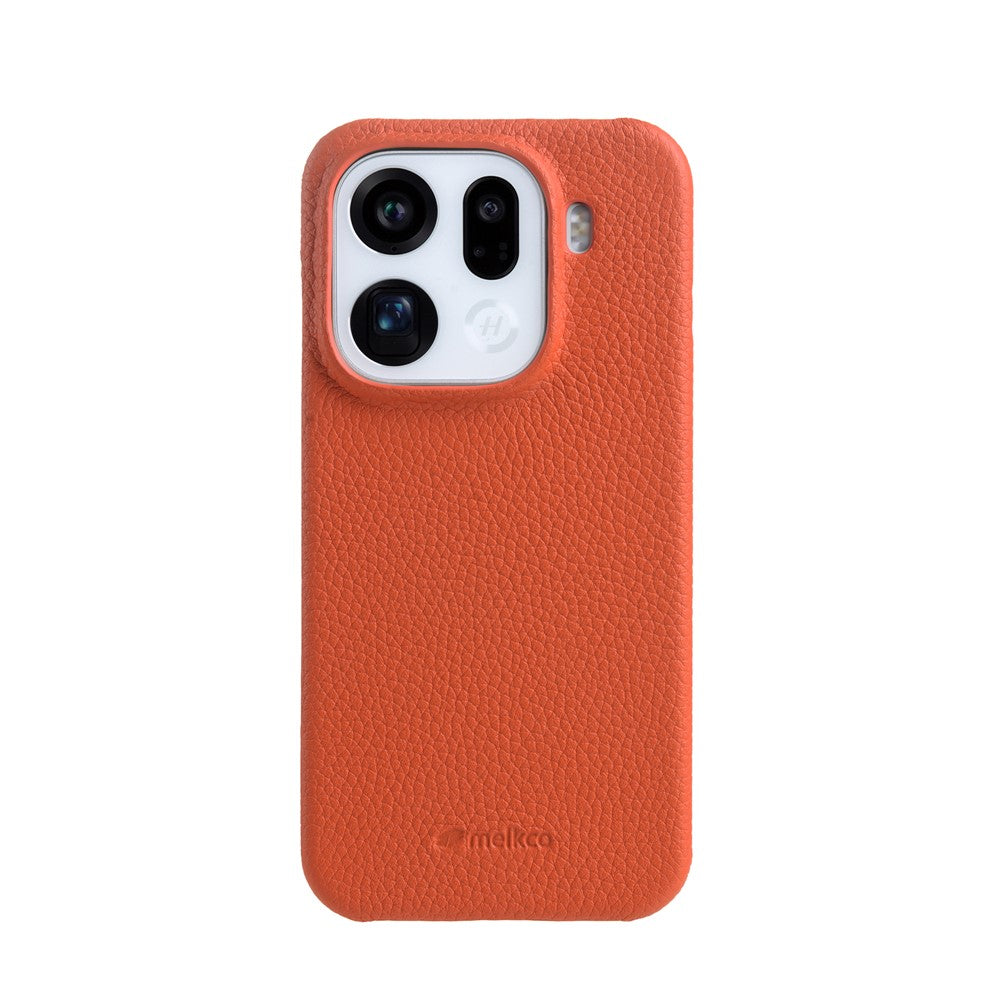 MELKCO For Oppo Find X9 Pro 5G Case Incomplete Edge Genuine Cow Leather Coated PC Cover