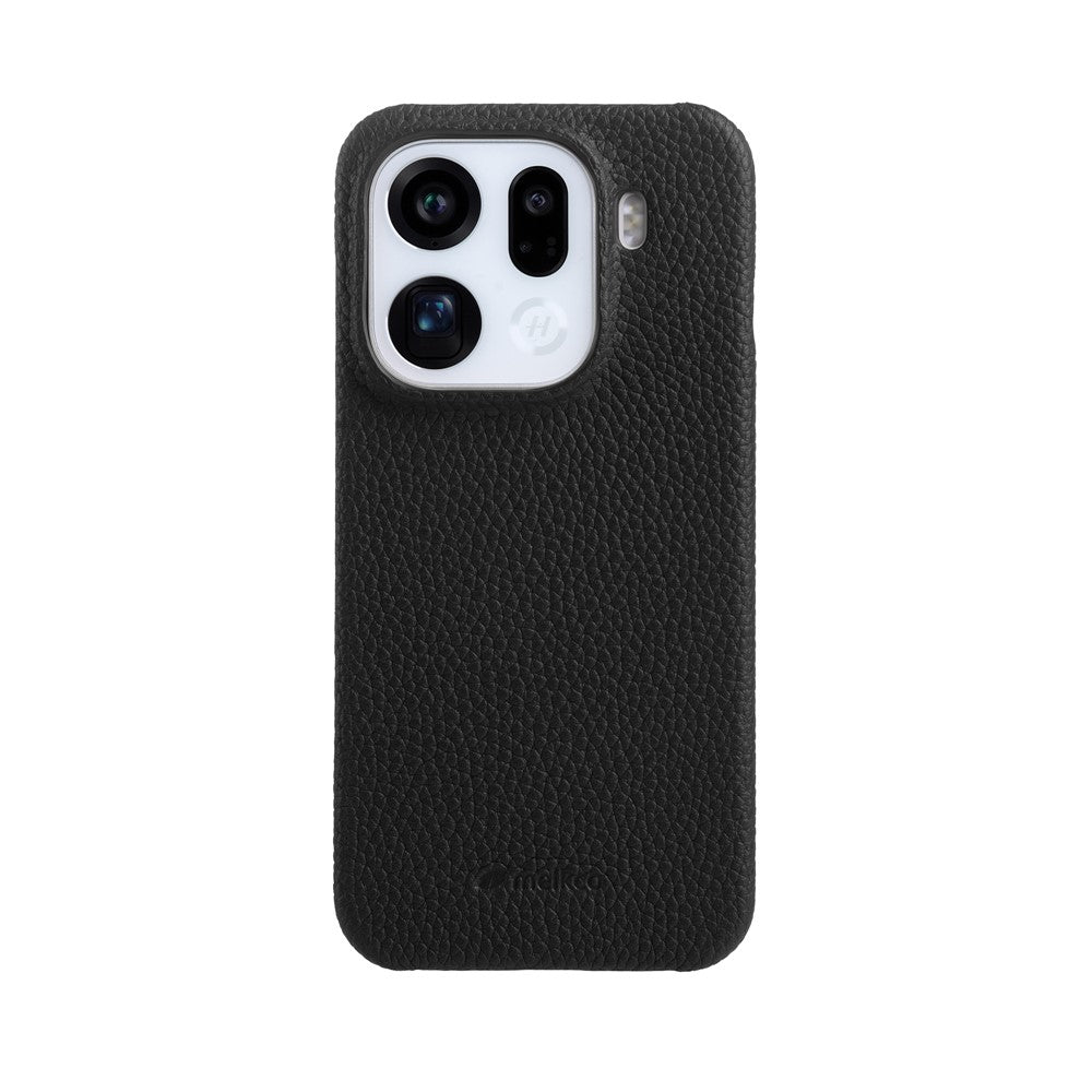 MELKCO For Oppo Find X9 Pro 5G Case Incomplete Edge Genuine Cow Leather Coated PC Cover
