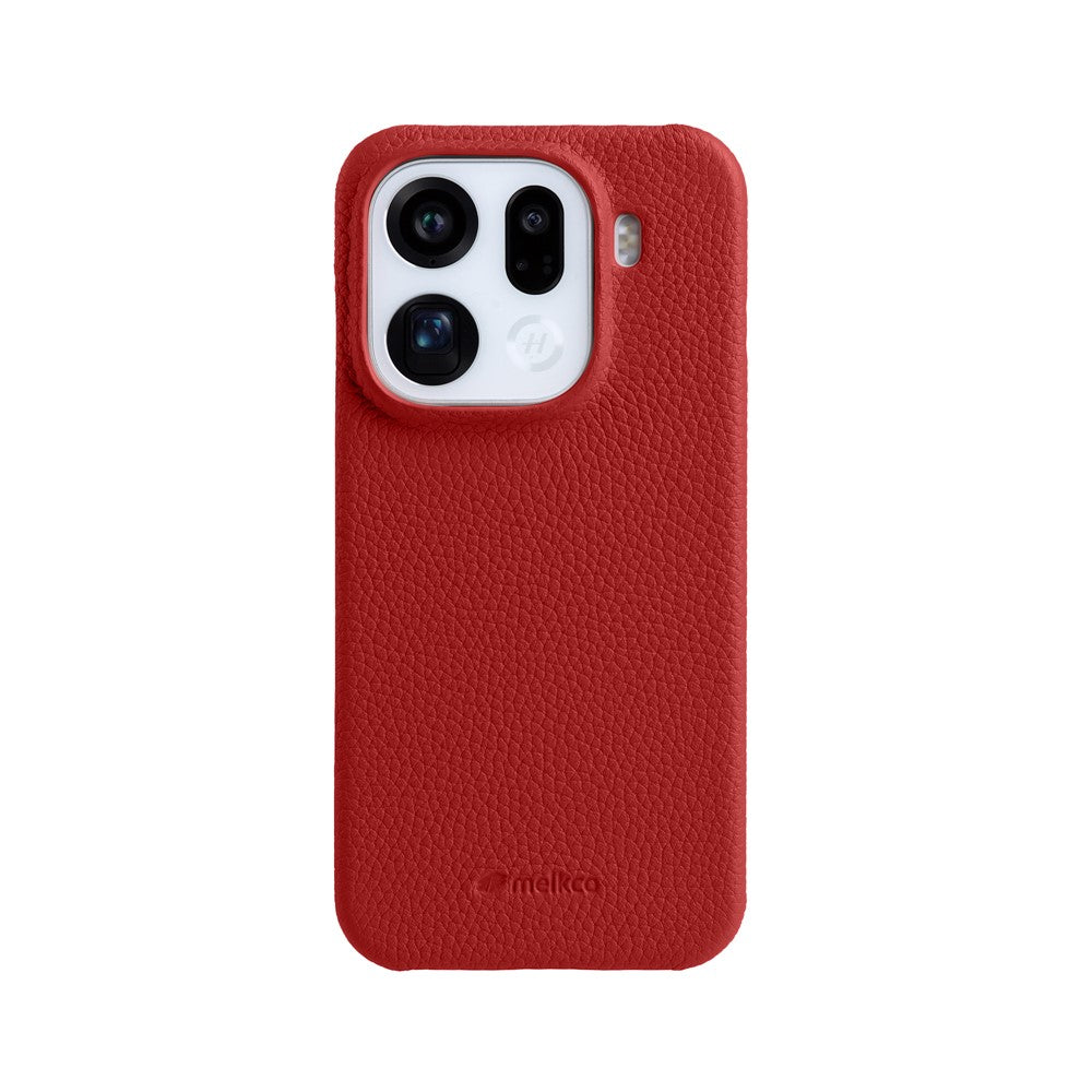 MELKCO For Oppo Find X9 Pro 5G Case Incomplete Edge Genuine Cow Leather Coated PC Cover