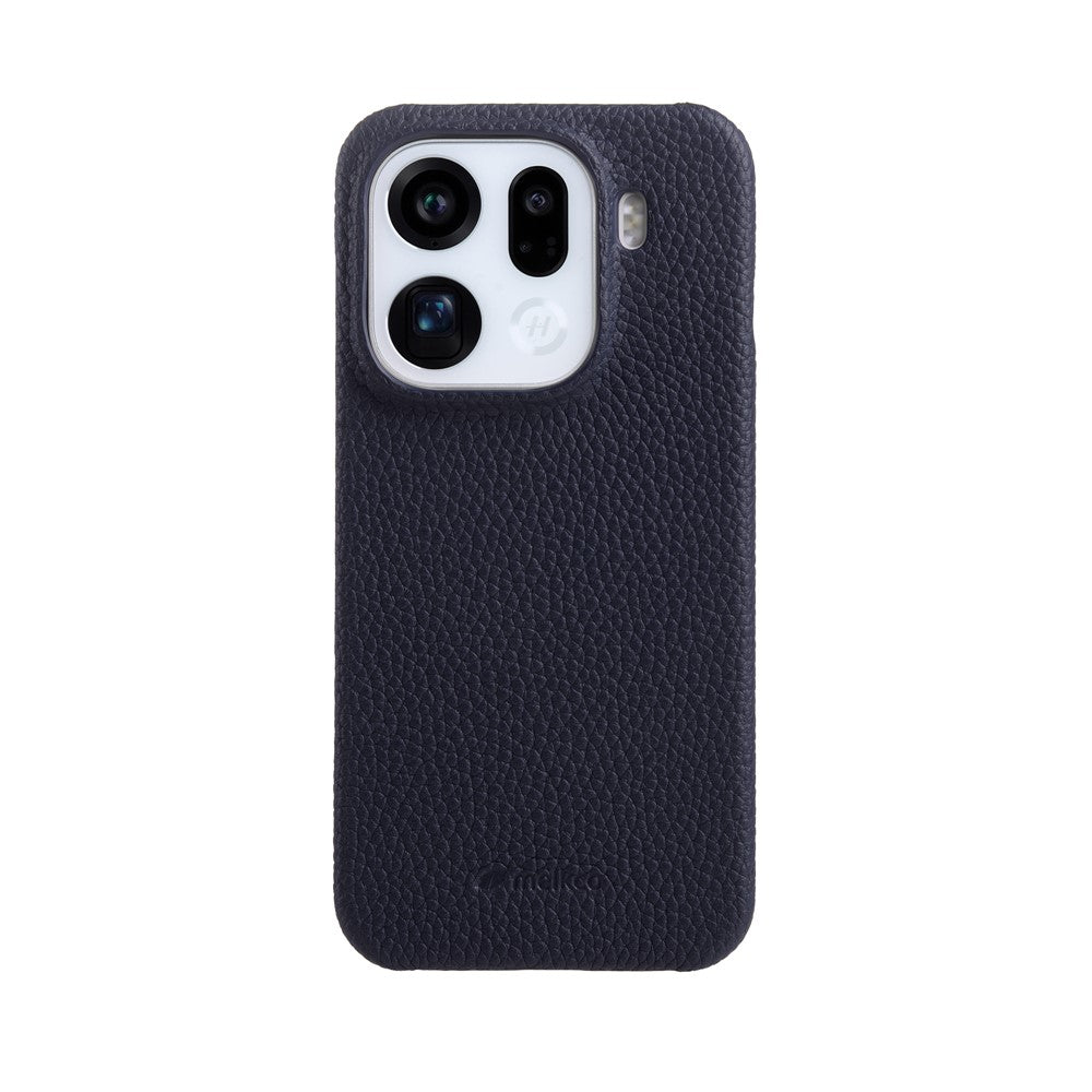 MELKCO For Oppo Find X9 Pro 5G Case Incomplete Edge Genuine Cow Leather Coated PC Cover
