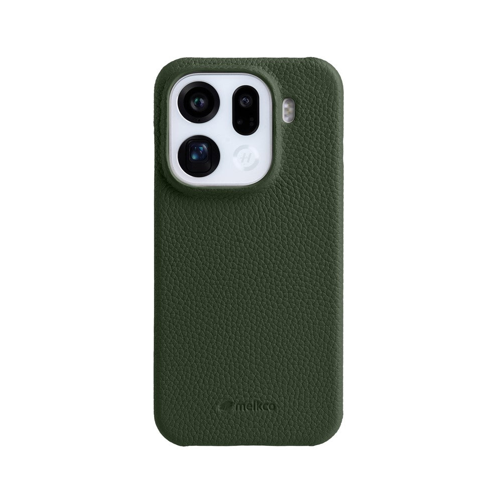 MELKCO For Oppo Find X9 Pro 5G Case Incomplete Edge Genuine Cow Leather Coated PC Cover