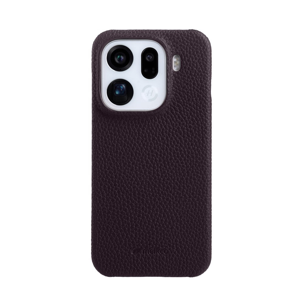 MELKCO For Oppo Find X9 Pro 5G Case Incomplete Edge Genuine Cow Leather Coated PC Cover