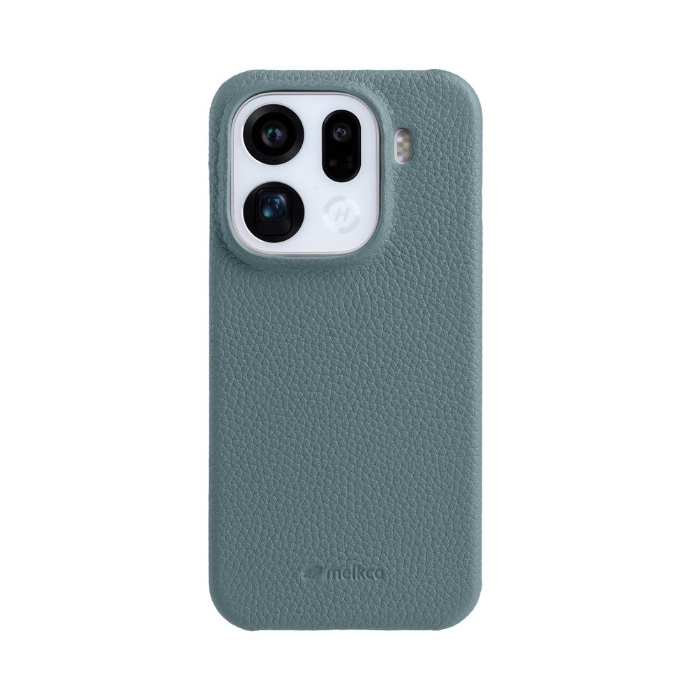 MELKCO For Oppo Find X9 Pro 5G Case Incomplete Edge Genuine Cow Leather Coated PC Cover