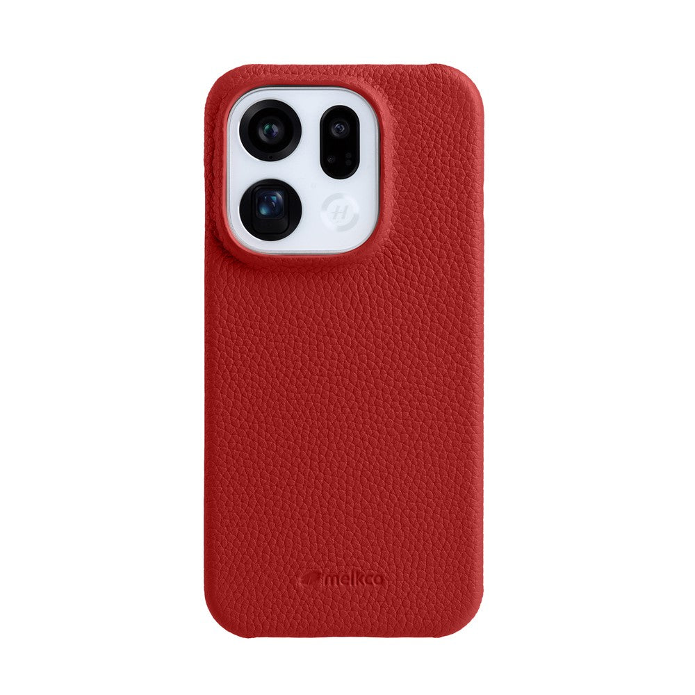 MELKCO For Oppo Find X9 5G Case Incomplete Edge Genuine Cow Leather Coated PC Cover