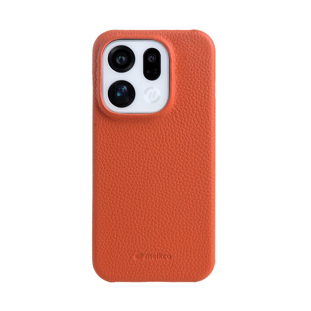 MELKCO For Oppo Find X9 5G Case Incomplete Edge Genuine Cow Leather Coated PC Cover