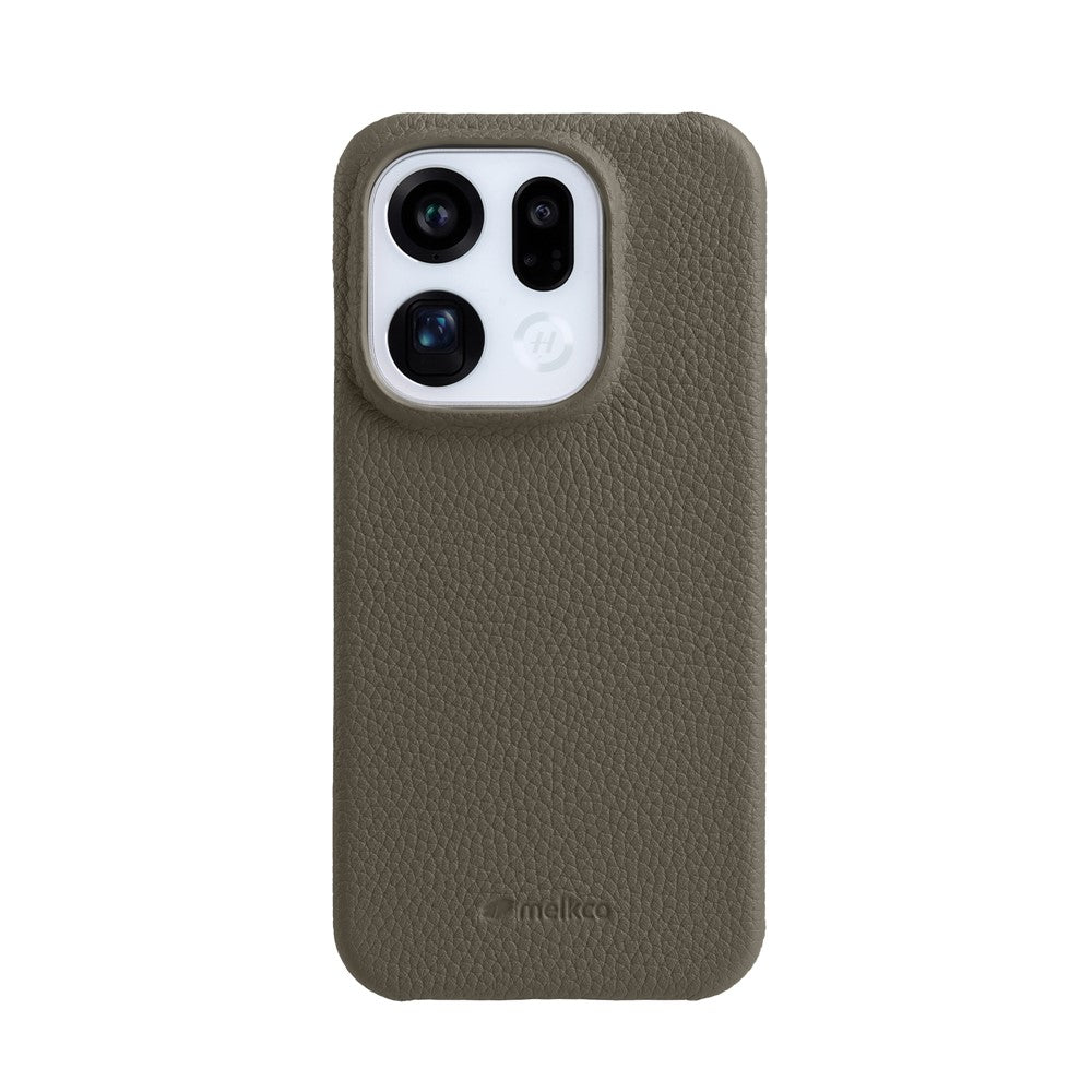 MELKCO For Oppo Find X9 5G Case Incomplete Edge Genuine Cow Leather Coated PC Cover