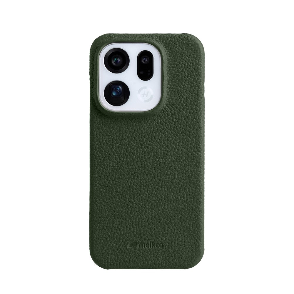 MELKCO For Oppo Find X9 5G Case Incomplete Edge Genuine Cow Leather Coated PC Cover