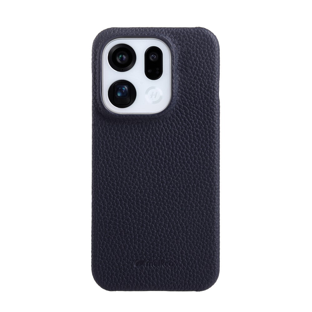 MELKCO For Oppo Find X9 5G Case Incomplete Edge Genuine Cow Leather Coated PC Cover