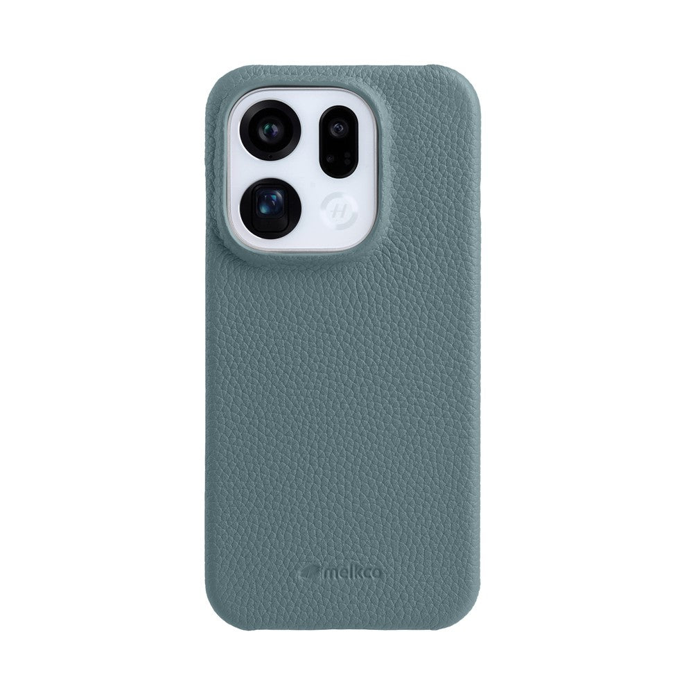 MELKCO For Oppo Find X9 5G Case Incomplete Edge Genuine Cow Leather Coated PC Cover