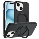 For iPhone 15 Magnetic Case Rotary Kickstand Skin Touch PC + TPU Phone Cover Support Wireless Charging