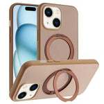 For iPhone 15 Magnetic Case Rotary Kickstand Skin Touch PC + TPU Phone Cover Support Wireless Charging