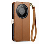 Stand Case for Honor Magic8 Lite 5G / X9d 5G / X70 5G Leaf Shape Magnetic Clasp Leather Phone Cover with Hand Strap