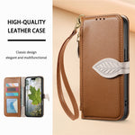 Stand Case for Honor Magic8 Lite 5G / X9d 5G / X70 5G Leaf Shape Magnetic Clasp Leather Phone Cover with Hand Strap