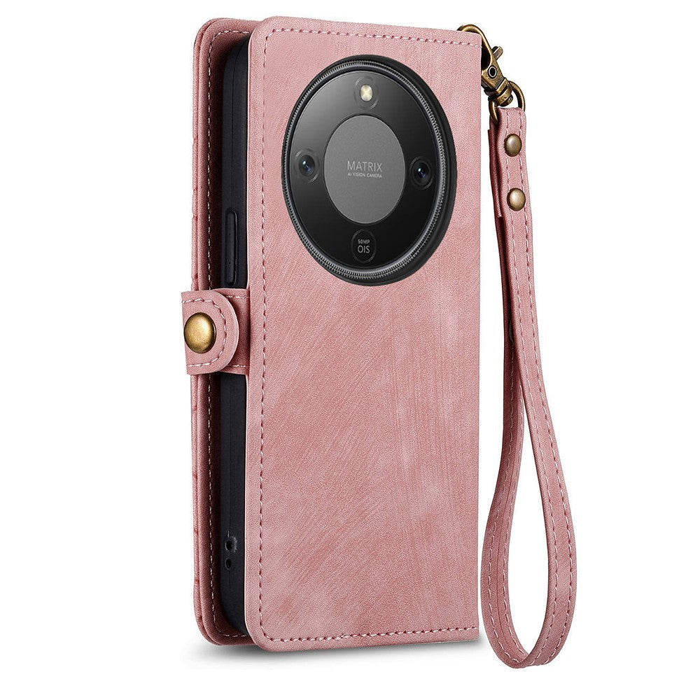 For Honor Magic8 Lite 5G / X9d 5G / X70 5G Case Zipper Wallet Geometry Lines Leather Phone Cover with Strap