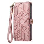 For Honor Magic8 Lite 5G / X9d 5G / X70 5G Case Zipper Wallet Geometry Lines Leather Phone Cover with Strap